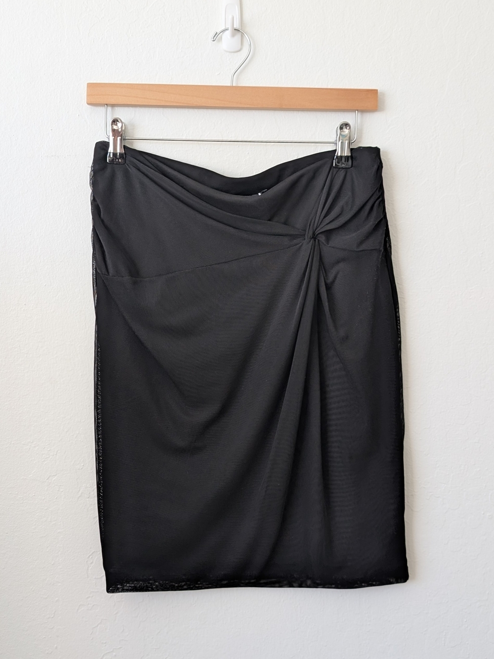 1. STATE Black Mesh Draped Skirt Size Medium